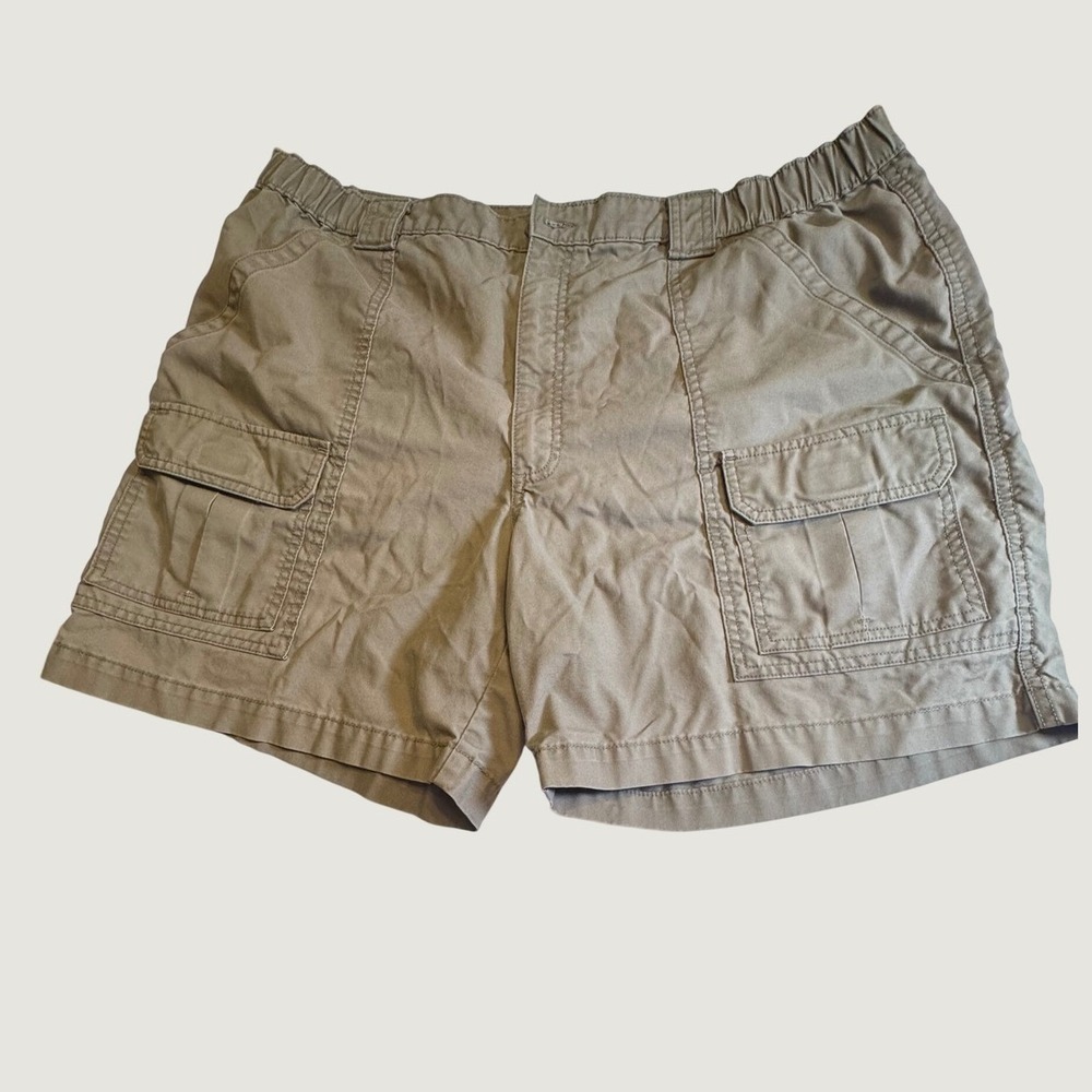 Savane Mens Khaki Brown Cargo Shorts Elastic Waist W40 SESB0105 Cotton Blend